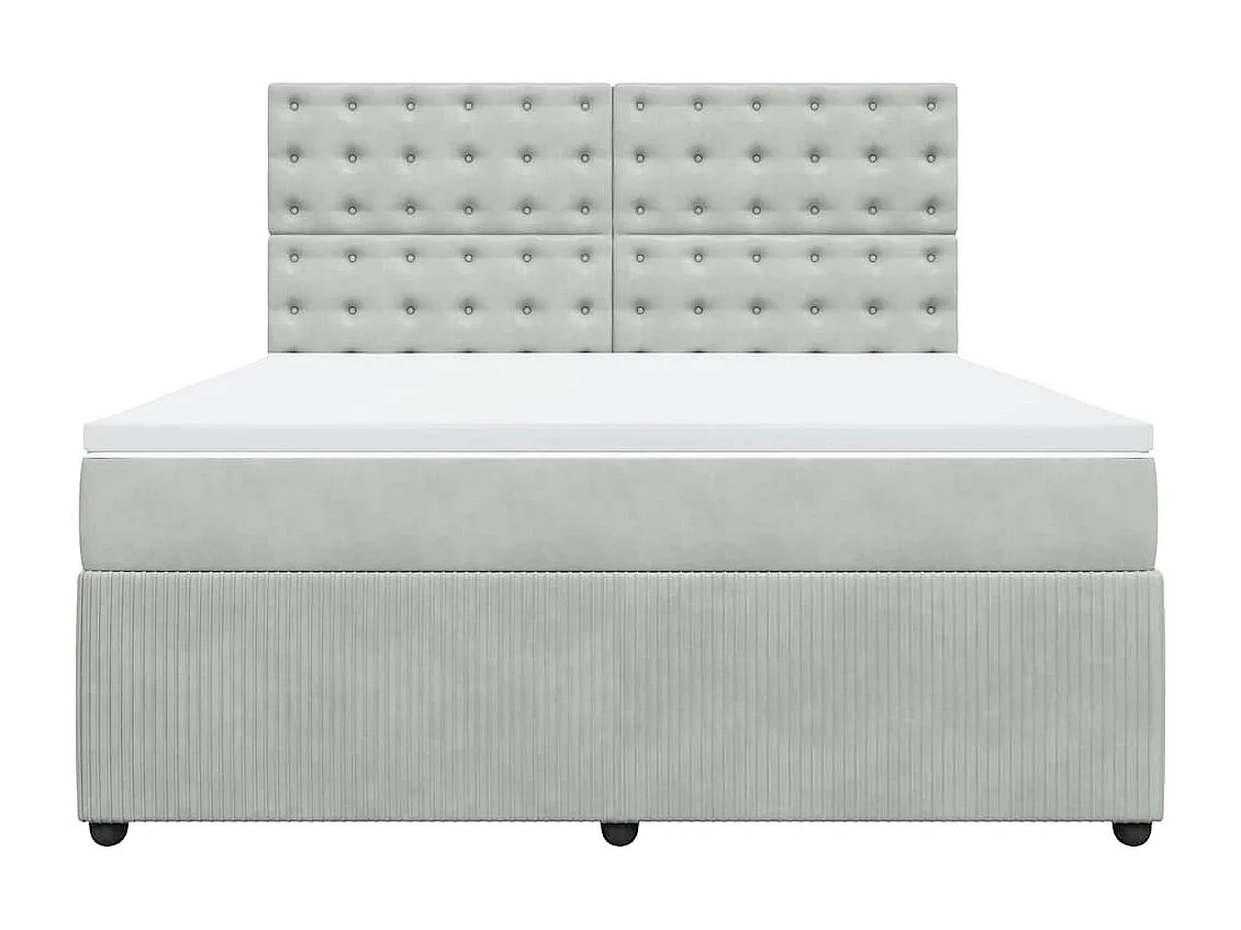 Giroletto a Molle con Materasso Grigio Chiaro 180x200cm Velluto