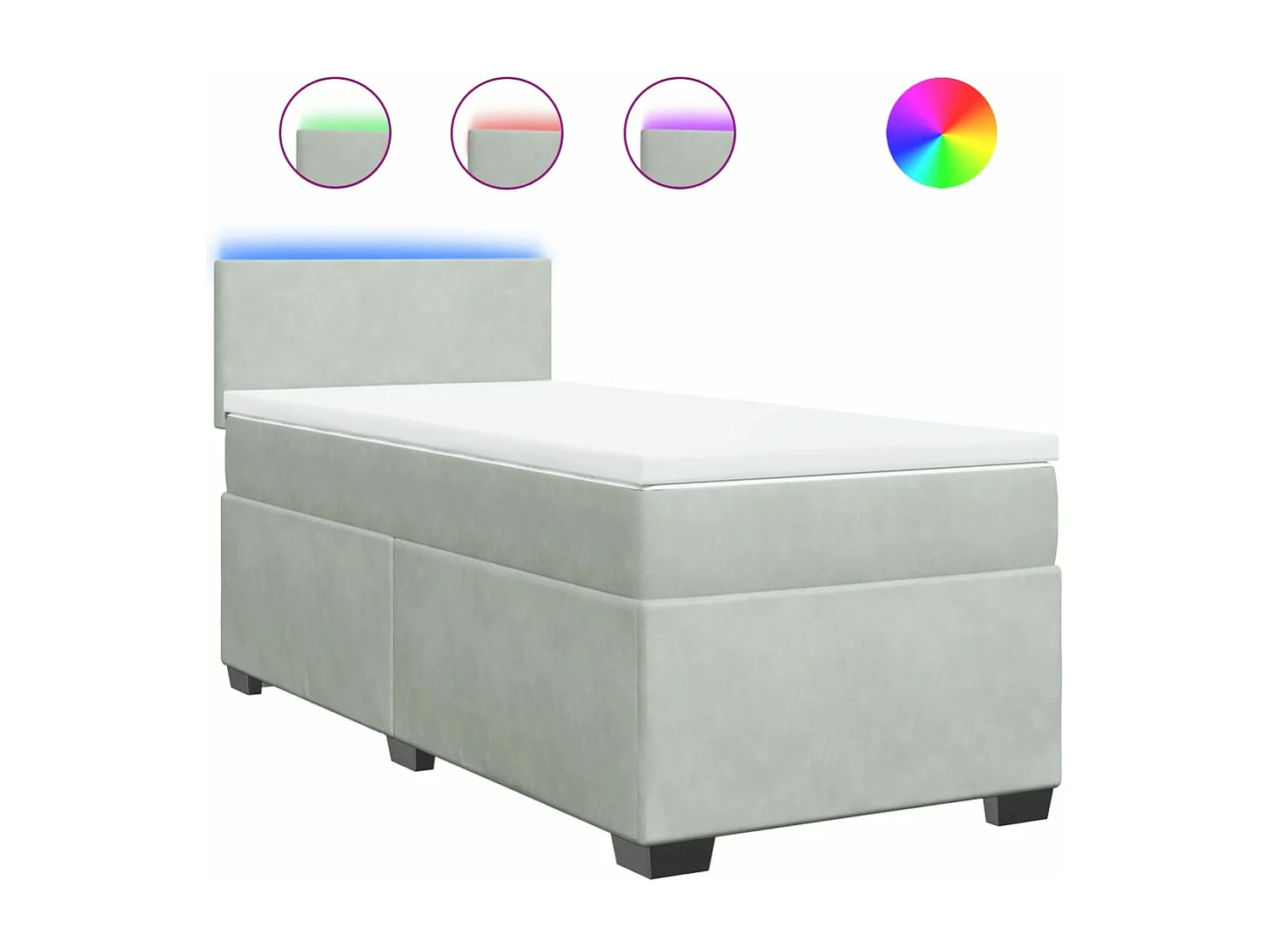 Sommier à lattes de lit et matelas Gris clair 90x200 cm Velours