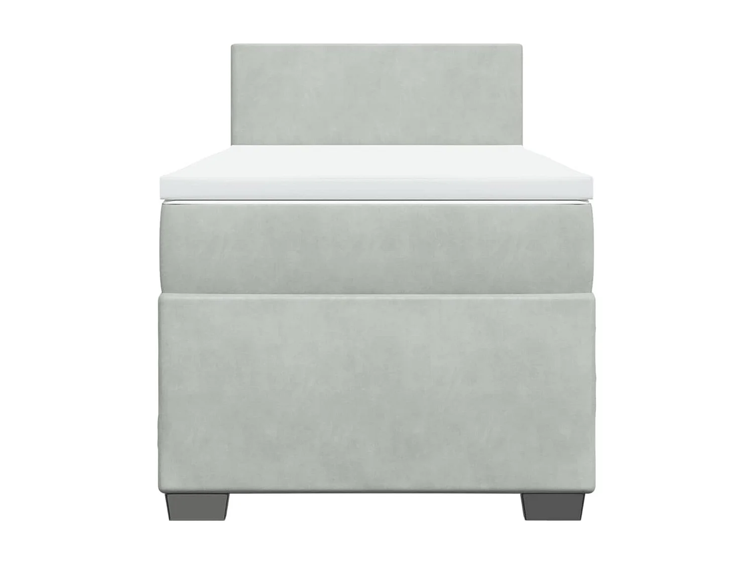 Cama box spring con colchón terciopelo gris claro 90x190 cm