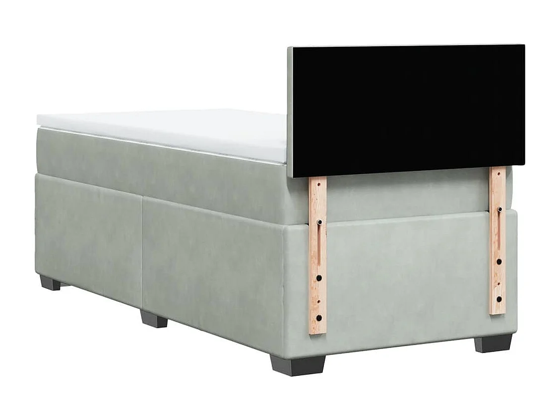 Cama box spring con colchón terciopelo gris claro 90x190 cm