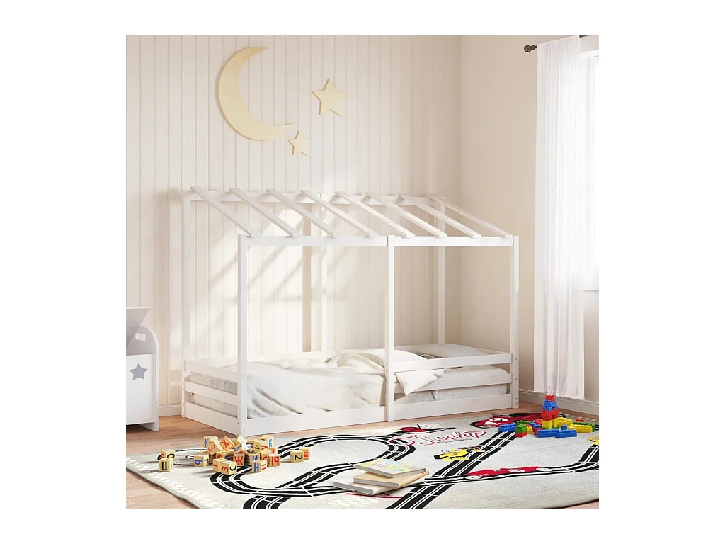 Lit pour enfants sans matelas blanc 90x190 cm bois pin massif