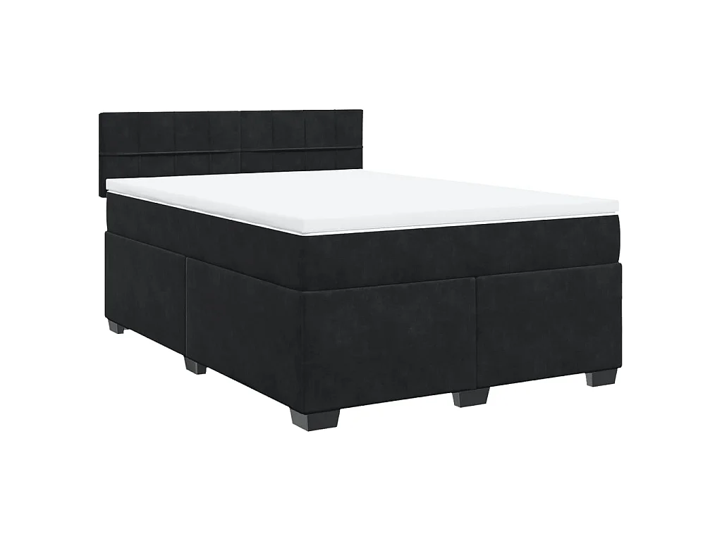 Boxspring met matras fluweel zwart 140x190 cm
