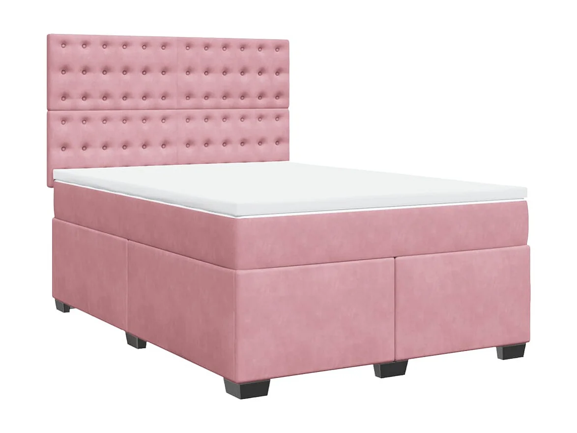 Boxspring met matras fluweel roze 160x200 cm