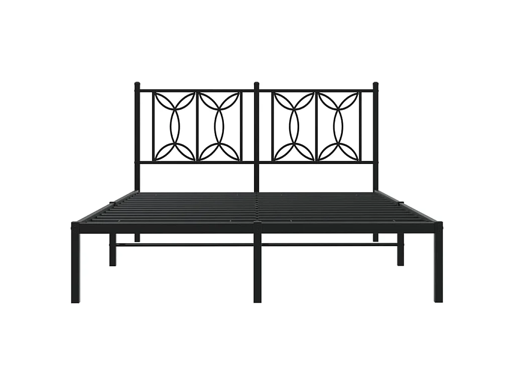 Bedframe met hoofdbord metaal zwart 135x190 cm