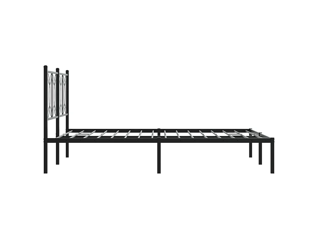 Bedframe met hoofdbord metaal zwart 135x190 cm