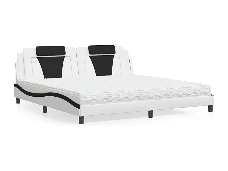 Lit Viana avec matelas blanc et noir 200x200 cm similicuir