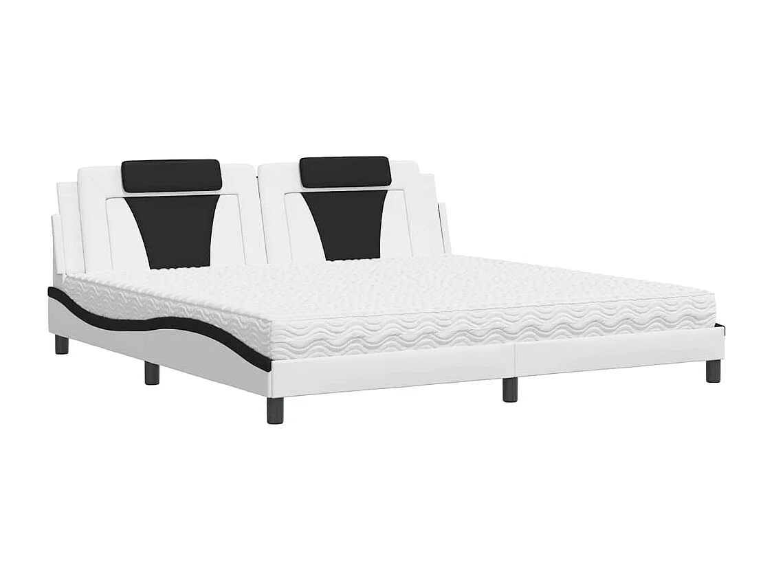 Letto Viana con Materasso Bianco e Nero 200x200cm in Similpelle