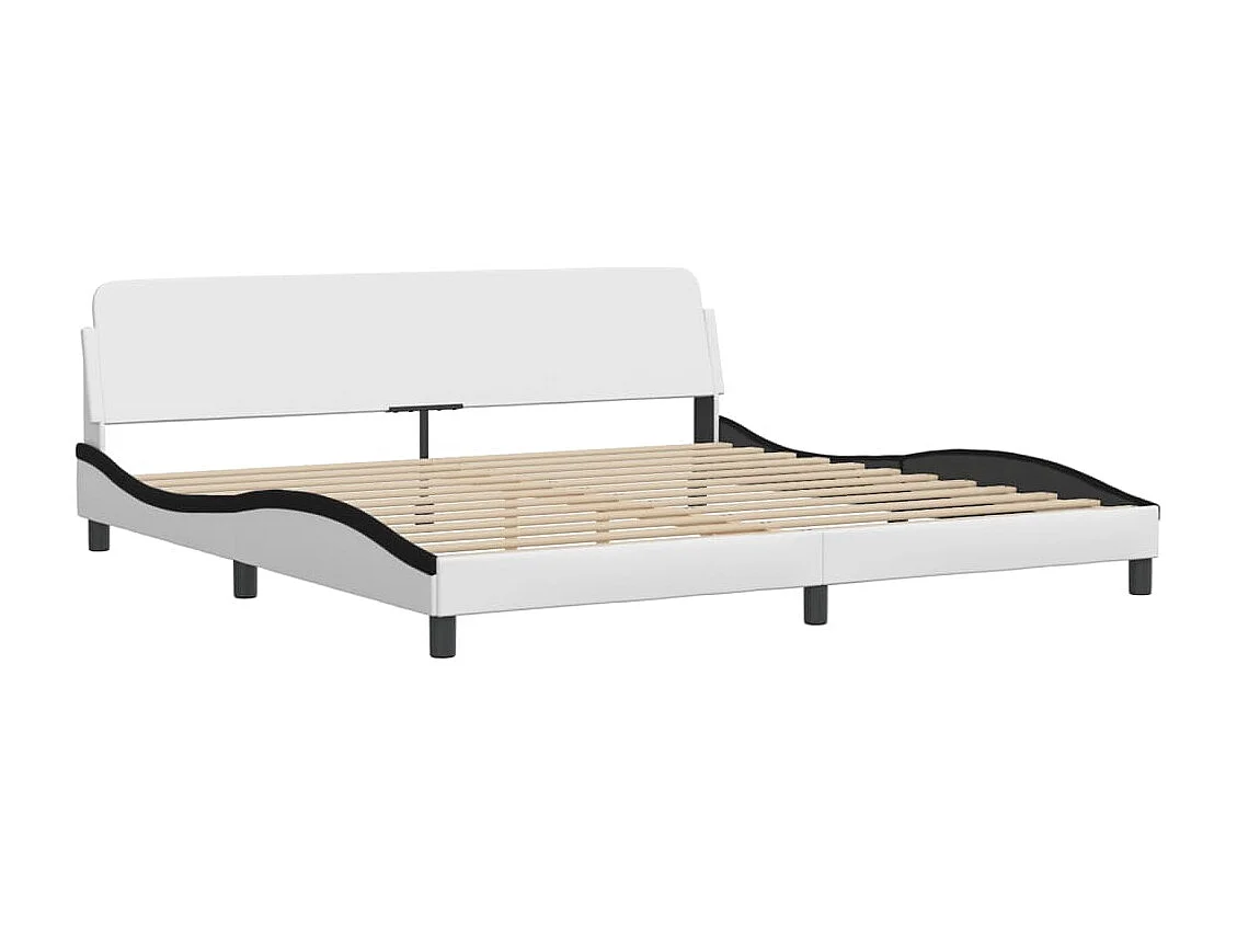 Lit Viana avec matelas blanc et noir 200x200 cm similicuir