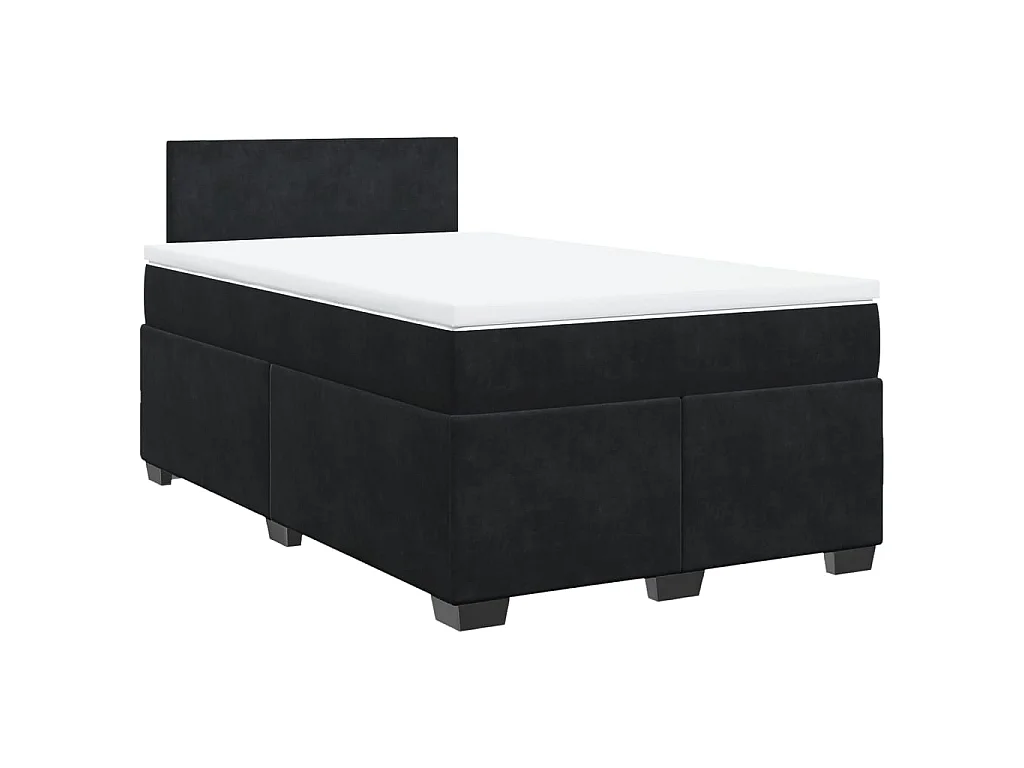 Cama box spring con colchón terciopelo negro 120x200 cm