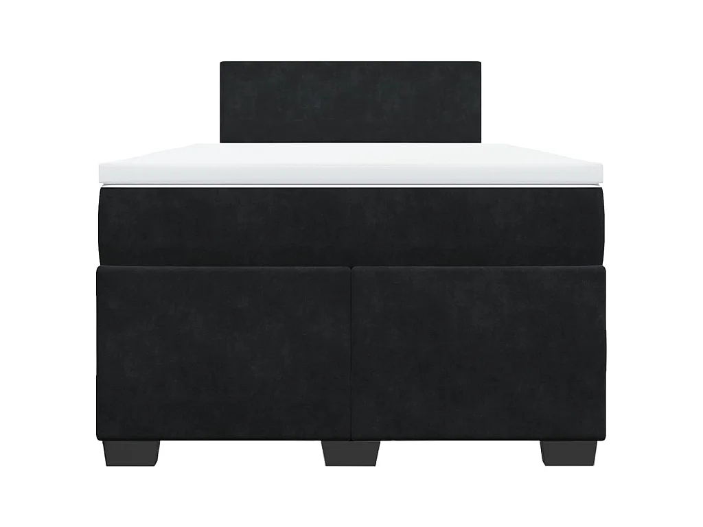 Cama box spring con colchón terciopelo negro 120x200 cm