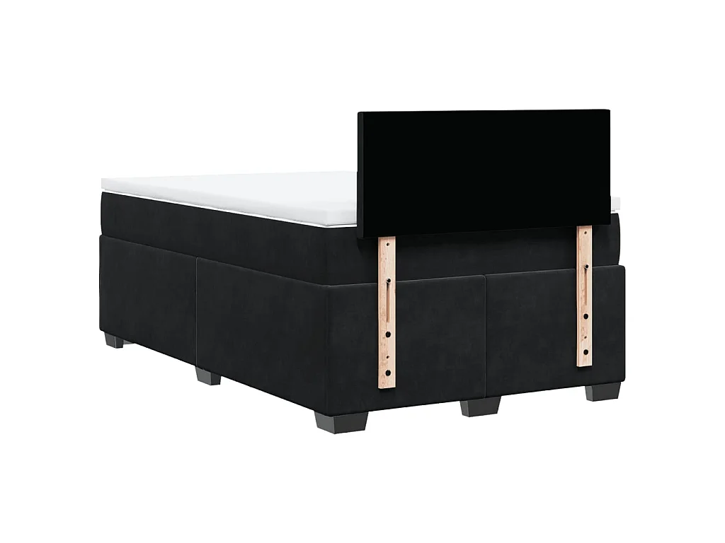 Cama box spring con colchón terciopelo negro 120x200 cm