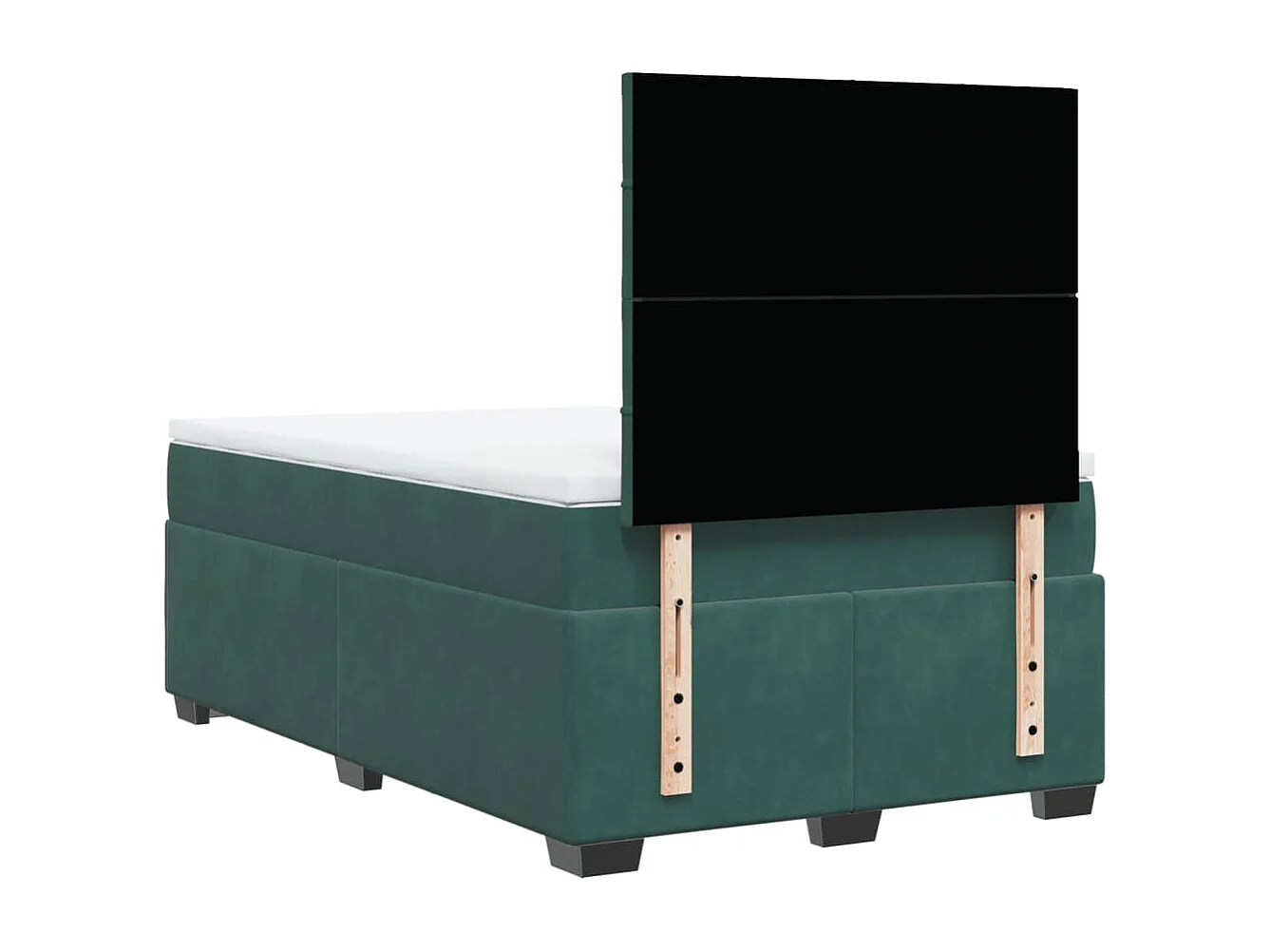 Cama box spring con colchón terciopelo verde oscuro 120x200 cm