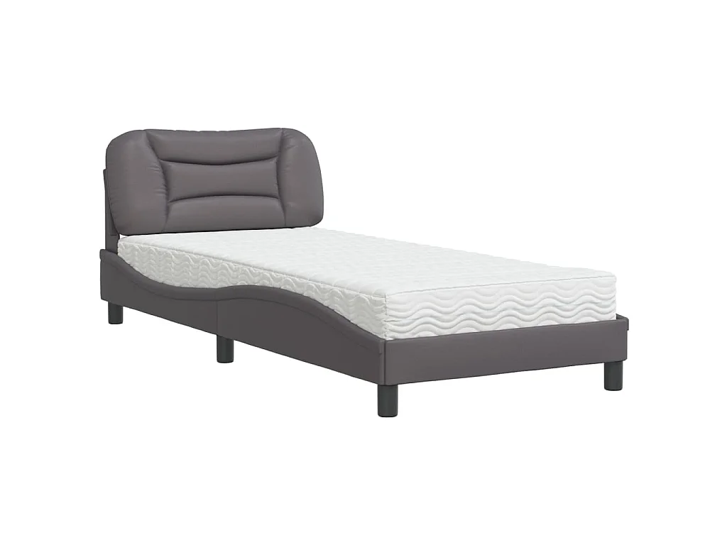 Bed met matras "Hvar" kunstleer grijs 80x200 cm