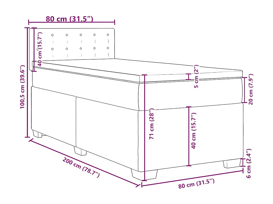 Boxspringbett mit Matratze Dunkelgrün 80x200 cm Samt