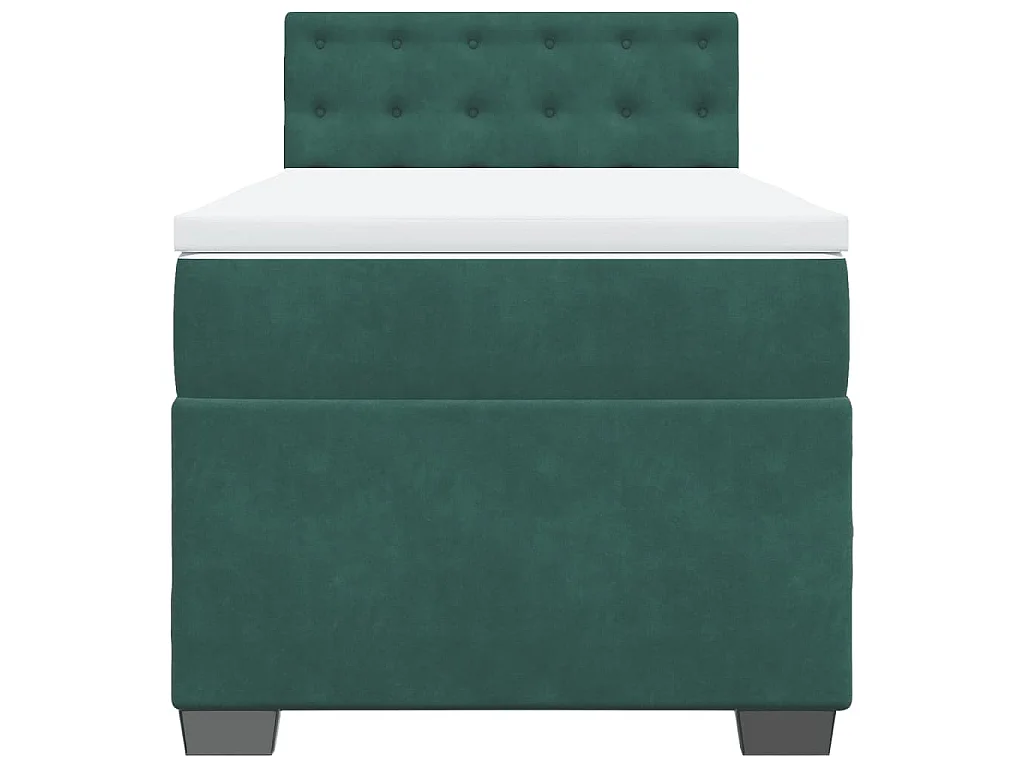 Cama box spring con colchón terciopelo verde oscuro 80x200 cm