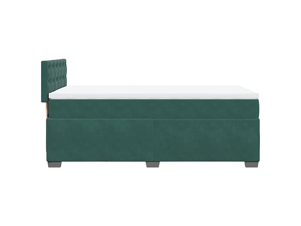 Cama box spring con colchón terciopelo verde oscuro 80x200 cm