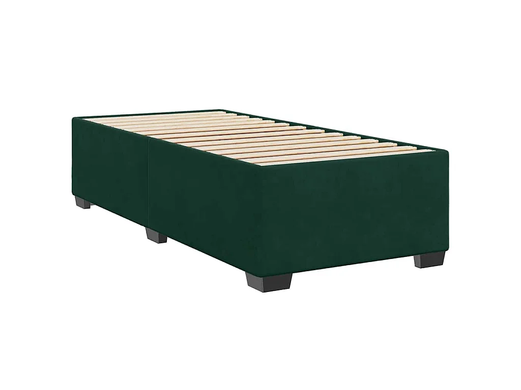 Cama box spring con colchón terciopelo verde oscuro 80x200 cm