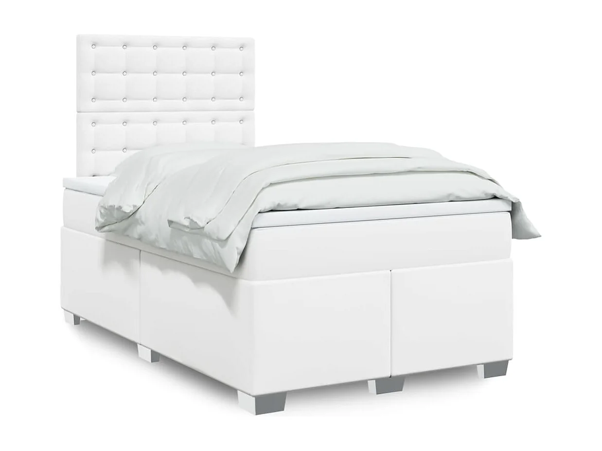 Giroletto a Molle con Materasso Bianco 120x190 cm in Similpelle