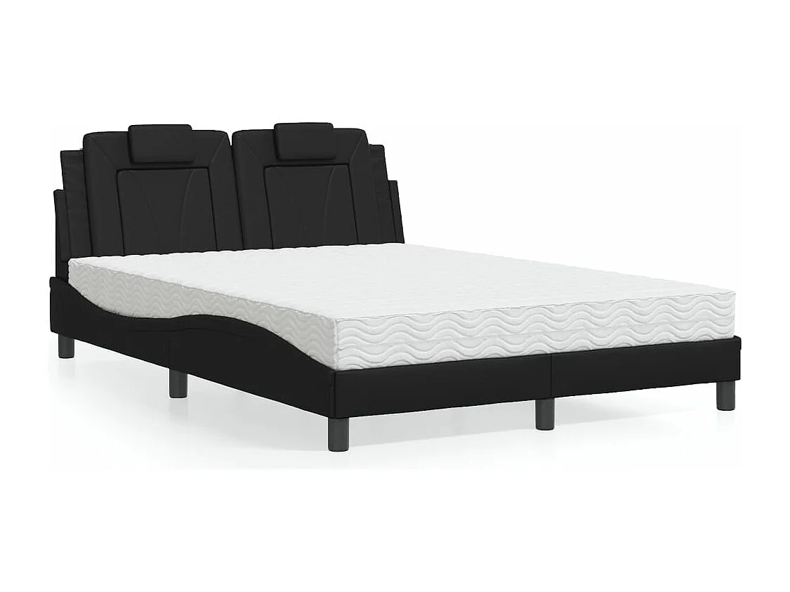 Lit Viana avec matelas noir 140x190 cm similicuir