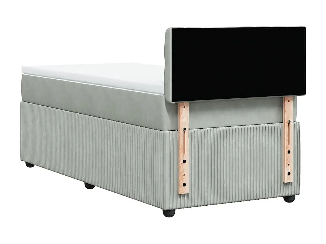 Boxspring met matras fluweel lichtgrijs 90x200 cm