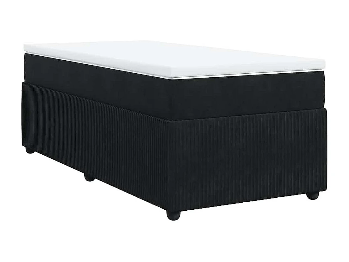 Cama box spring con colchón terciopelo negro 100x200 cm