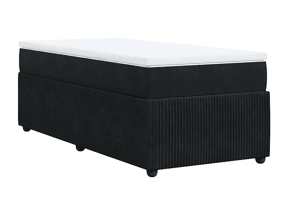Cama box spring con colchón terciopelo negro 100x200 cm