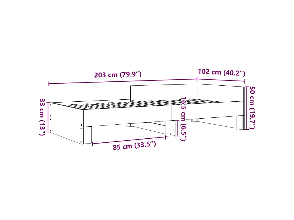 Cadre de lit sans matelas sonoma gris 100x200 cm