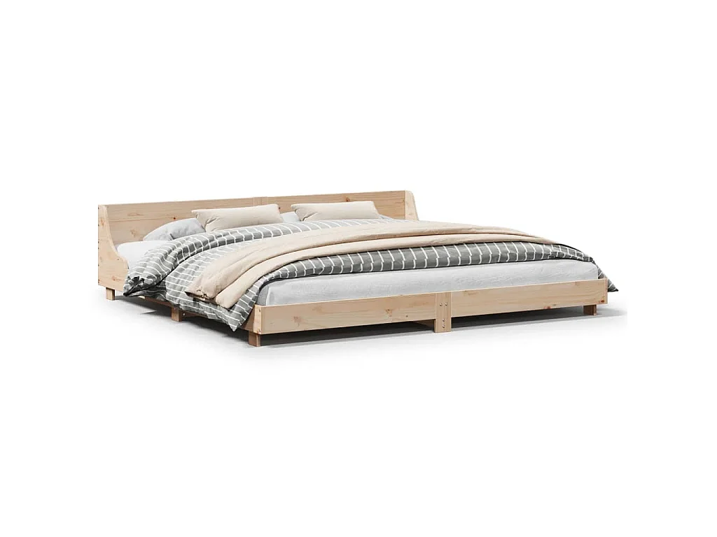 Letto senza Materasso 200x200 cm in Legno Massello di Pino