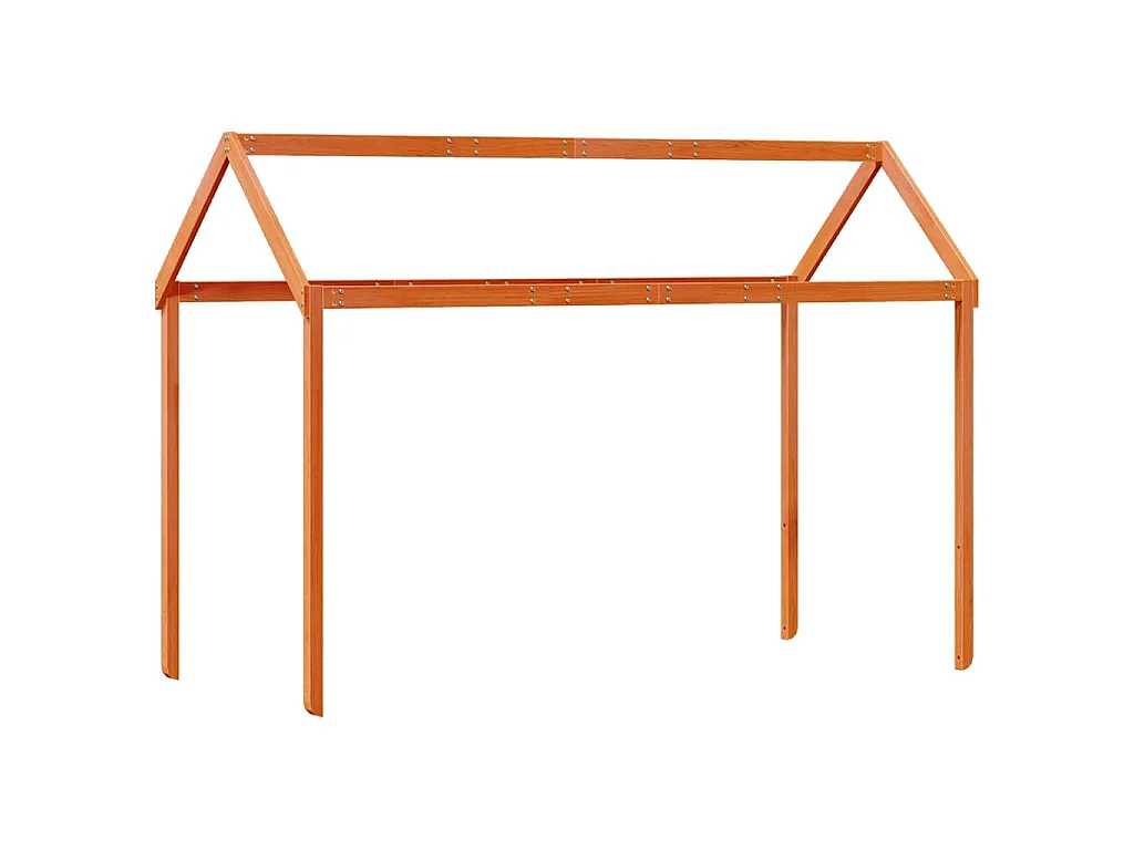 Cama alta con techo madera maciza de pino marrón cera 80x200 cm