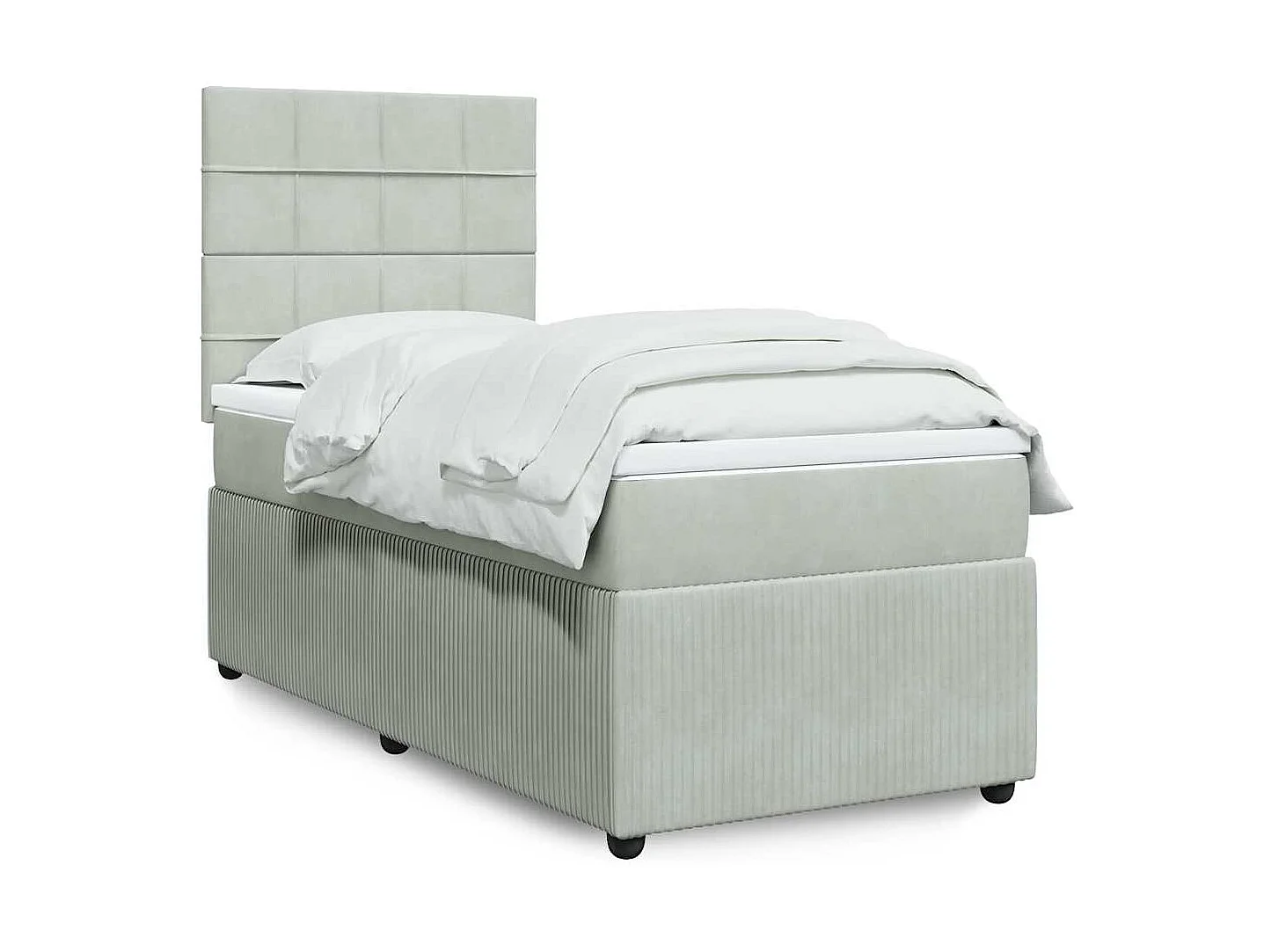 Boxspringbett mit Matratze Hellgrau 90x190 cm Samt