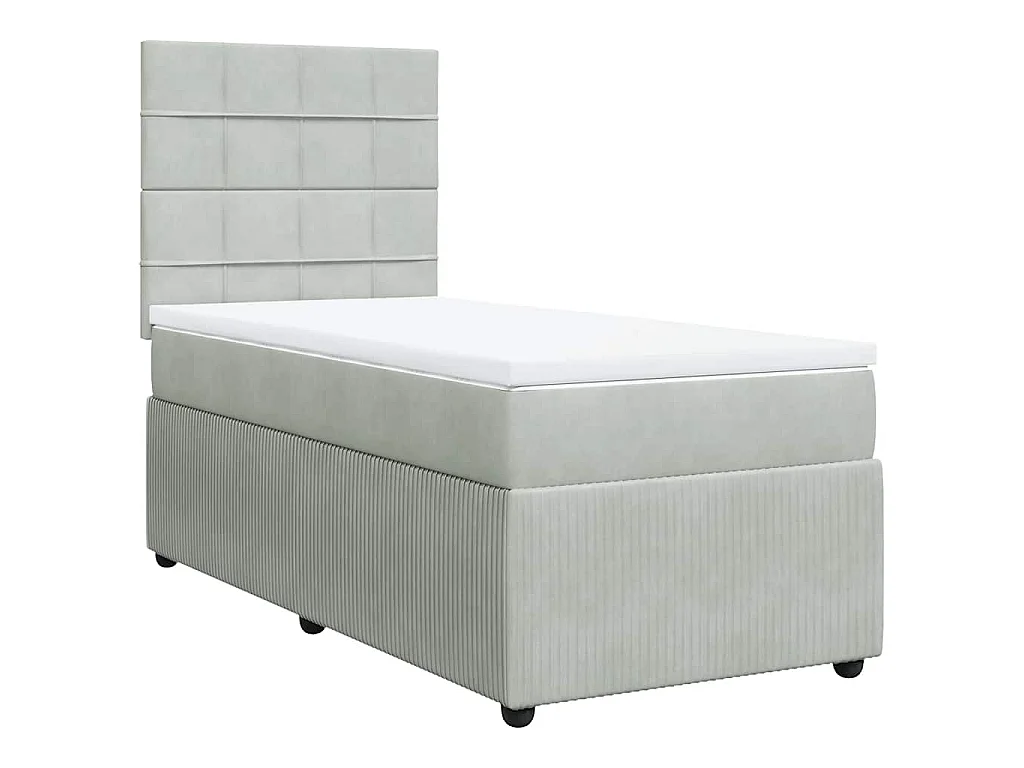 Giroletto a Molle con Materasso Grigio Chiaro 90x190 cm Velluto