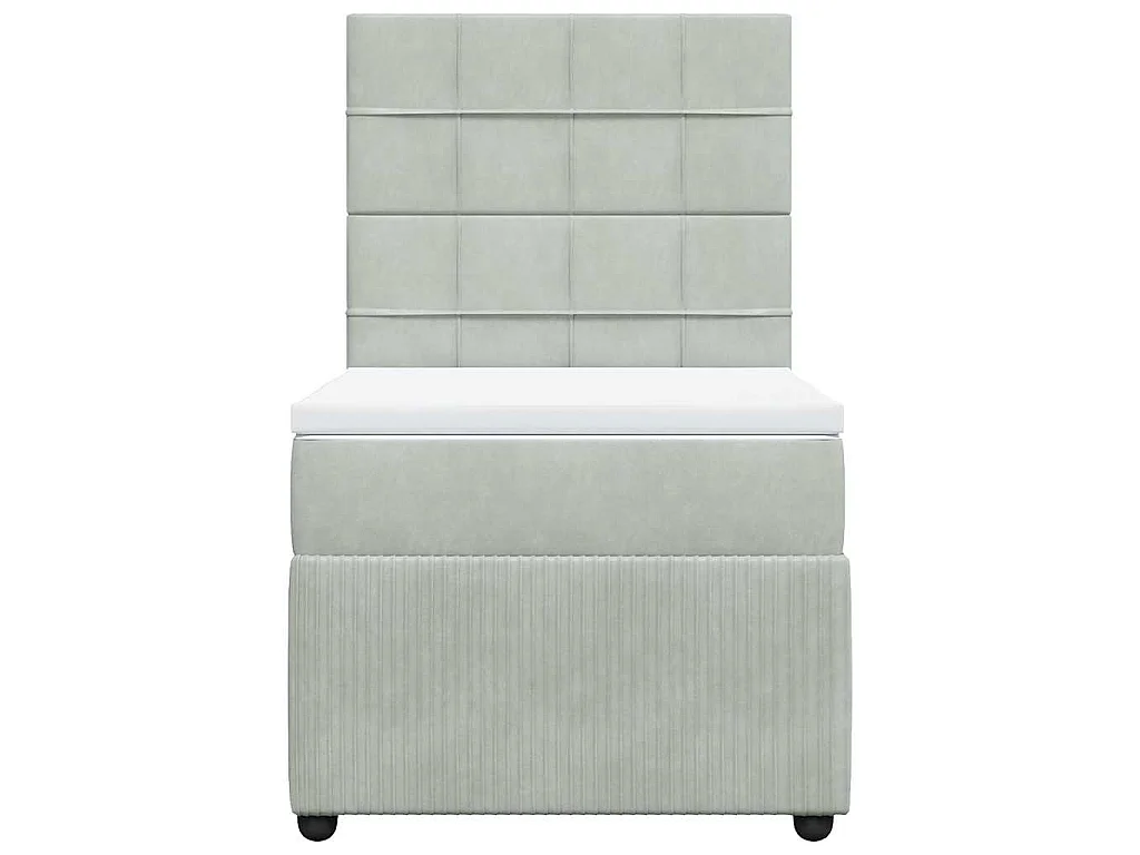 Giroletto a Molle con Materasso Grigio Chiaro 90x190 cm Velluto