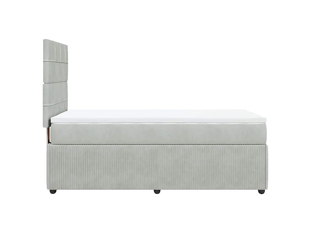 Giroletto a Molle con Materasso Grigio Chiaro 90x190 cm Velluto