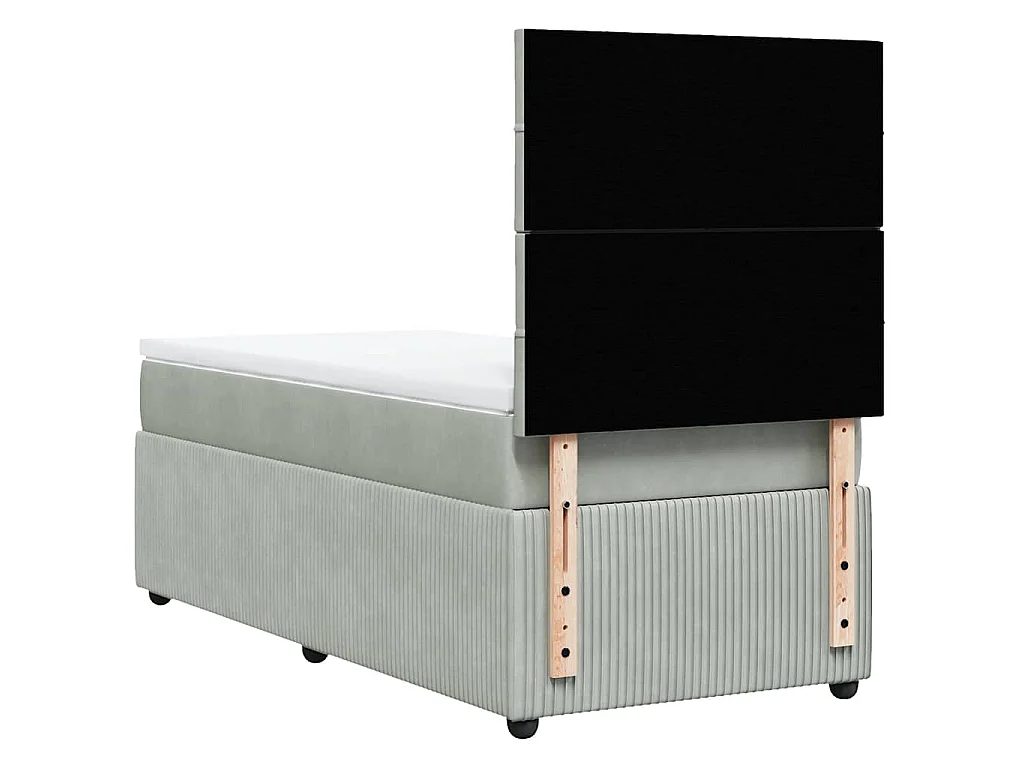 Giroletto a Molle con Materasso Grigio Chiaro 90x190 cm Velluto