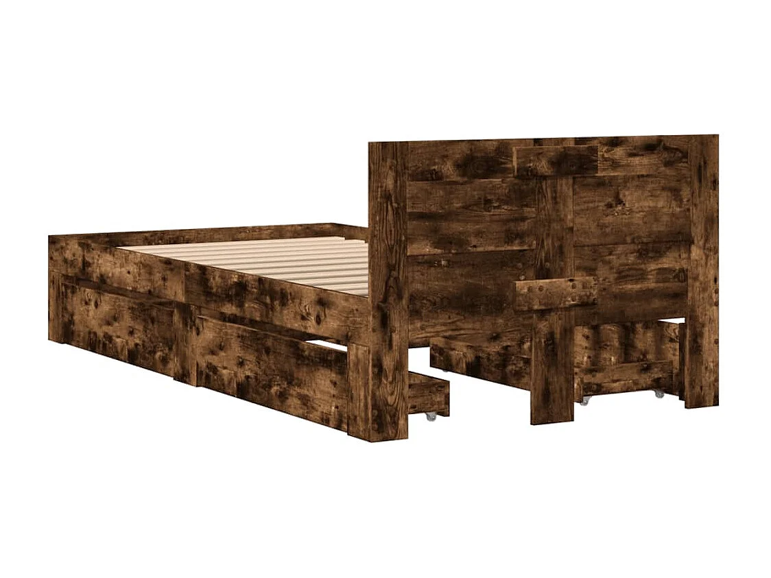 Bettgestell mit Kopfteil Räuchereiche 90x200 cm Holzwerkstoff