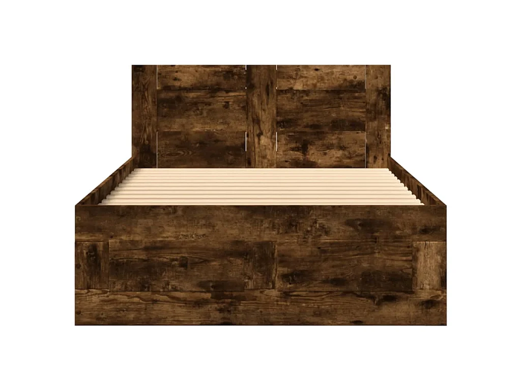 Cadre de lit et tête de lit sans matelas chêne fumé 90x200 cm
