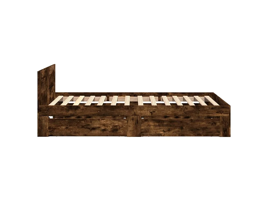 Cadre de lit et tête de lit sans matelas chêne fumé 90x200 cm