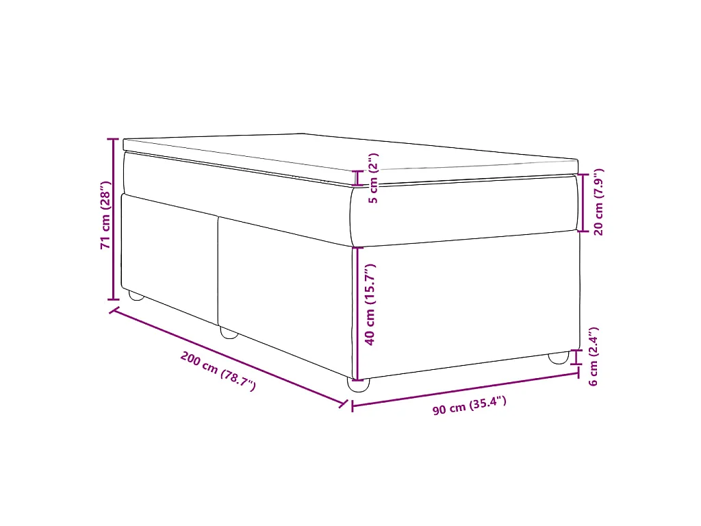 Boxspring met matras stof taupe 90x200 cm