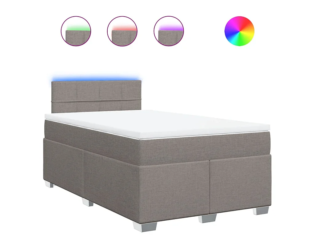 Cama box spring con colchón tela gris taupe 120x200 cm