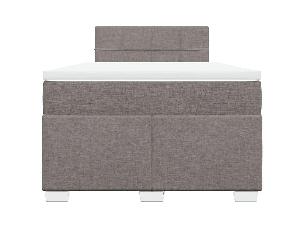 Cama box spring con colchón tela gris taupe 120x200 cm