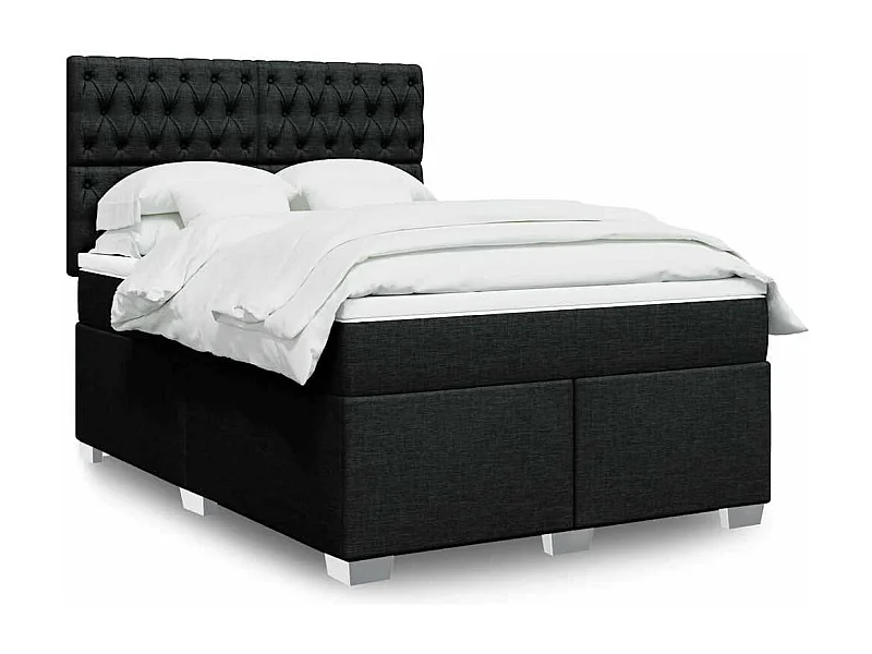 Boxspringbett mit Matratze Schwarz 140x190 cm Stoff
