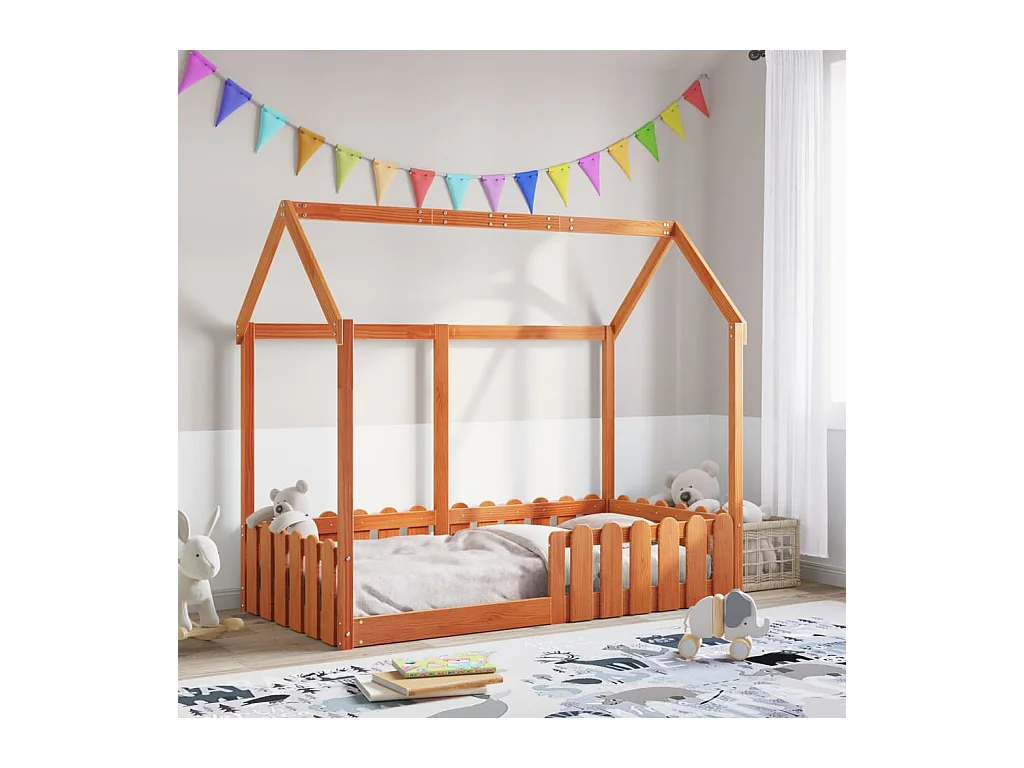 Cadre de lit d'enfants forme de maison sans matelas 80x160 cm
