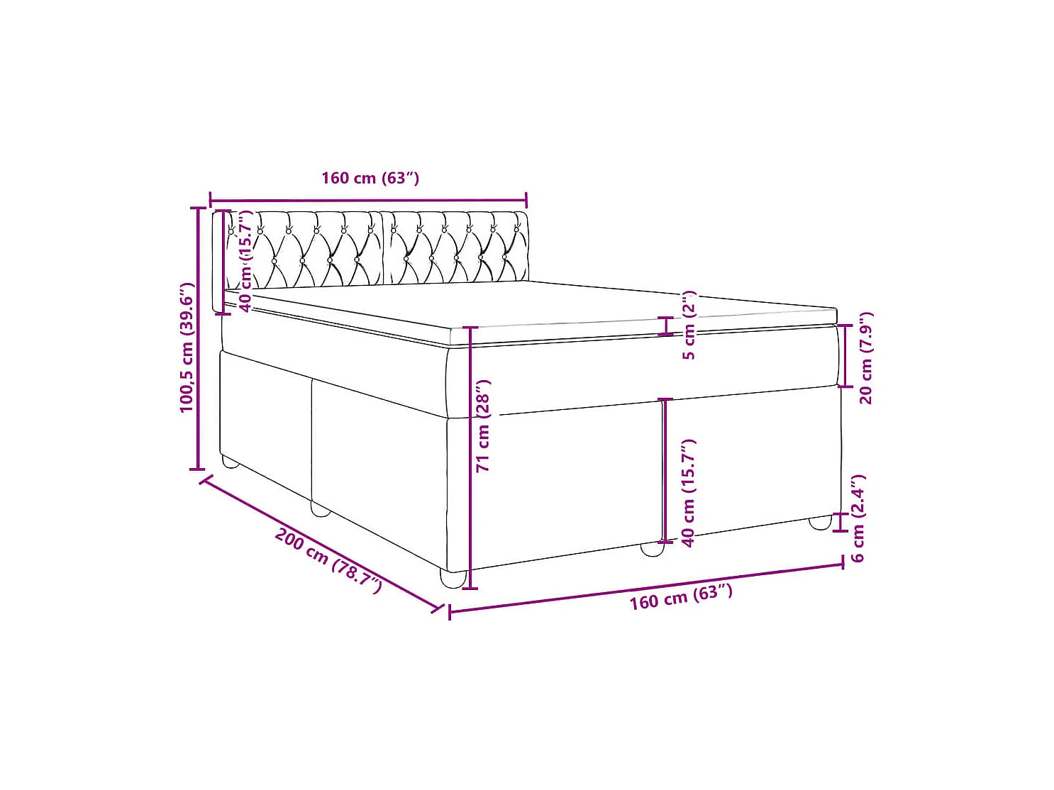 Boxspringbett mit Matratze Dunkelgrau 160x200 cm Stoff