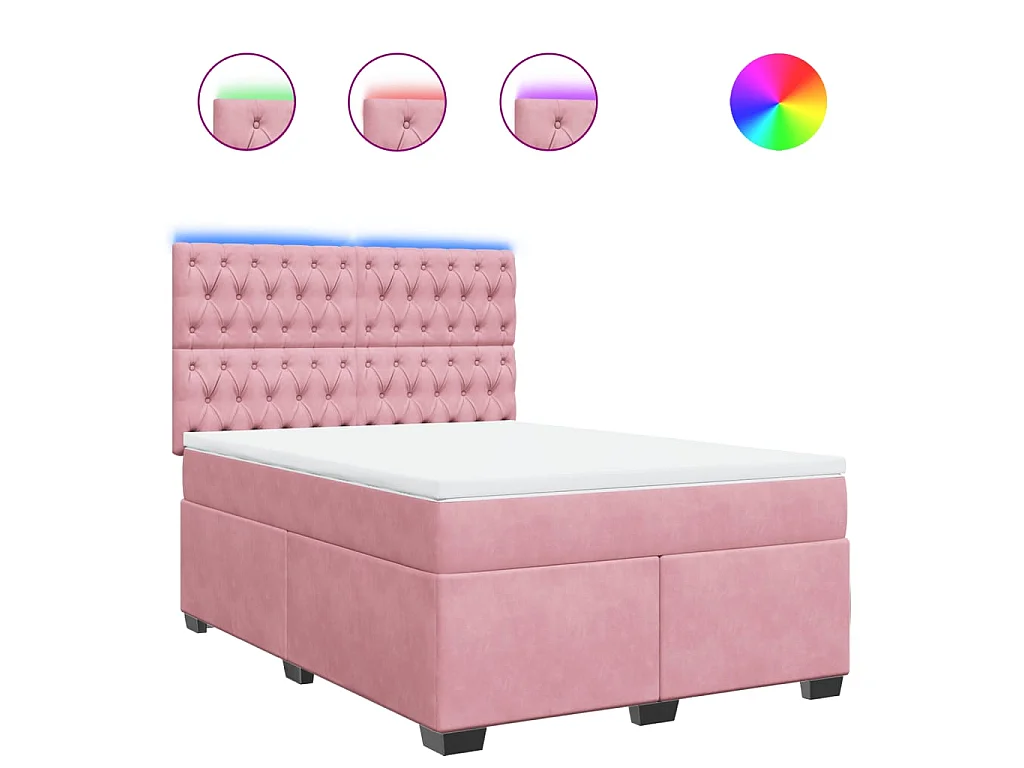 Boxspringbett mit Matratze Rosa 160x200 cm Samt