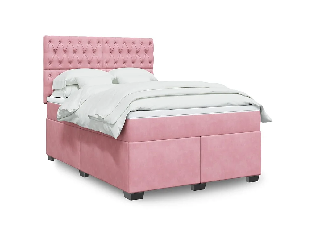 Boxspringbett mit Matratze Rosa 160x200 cm Samt
