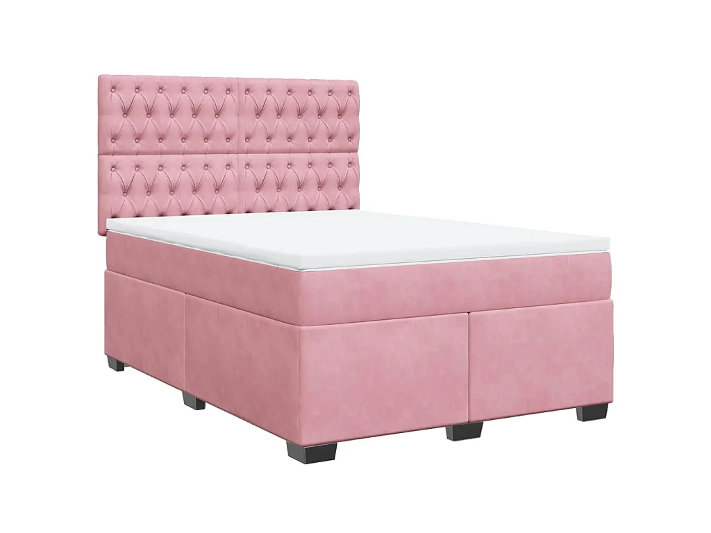 Boxspring met matras fluweel roze 160x200 cm