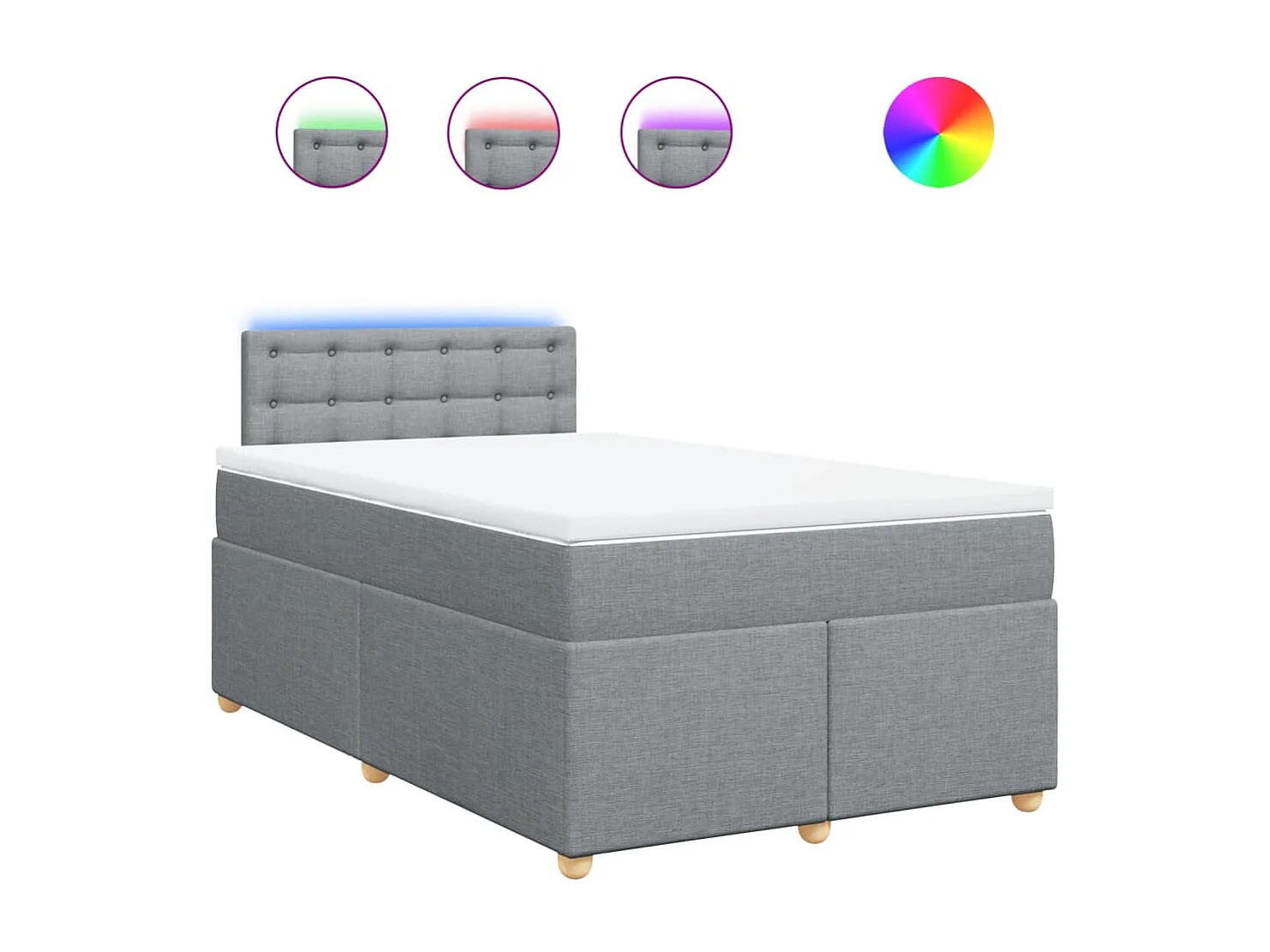 Cama box spring con colchón tela gris claro 120x200 cm