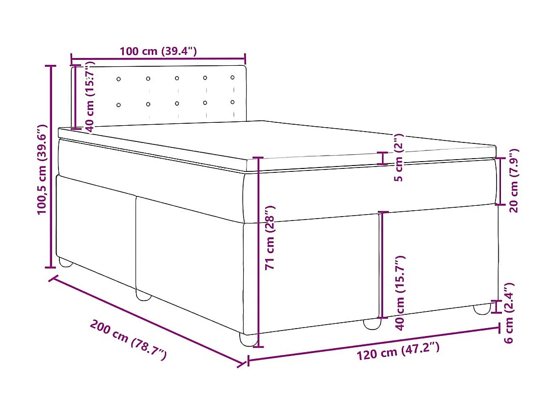 Sommier à lattes de lit avec matelas Gris clair 120x200cm Tissu