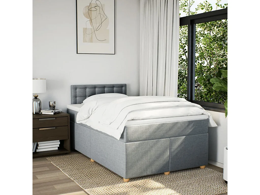 Sommier à lattes de lit avec matelas Gris clair 120x200cm Tissu