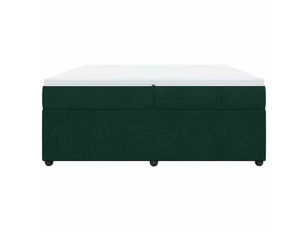 Cama box spring con colchón terciopelo verde oscuro 200x200 cm